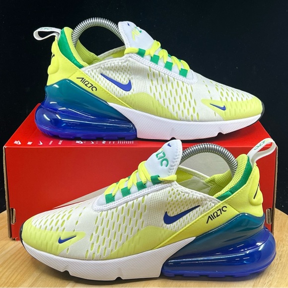 Nike Air Max 270BG White/ Green/ Blue Game Royal Shoes (FN6982 100) multi size - Picture 1 of 9